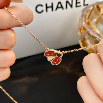 [⭐JeweliWhal]COLLIER COCCINELLE EN CORNALINE PORTE-BONHEUR