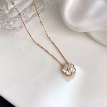[⭐JeweliWhal]COLLIER FLEUR DE PRUNIER EN NACRE BLANCHE LUCKY