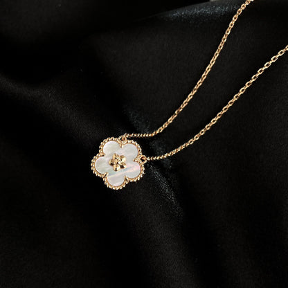 [⭐JeweliWhal]COLLIER FLEUR DE PRUNIER EN NACRE BLANCHE LUCKY