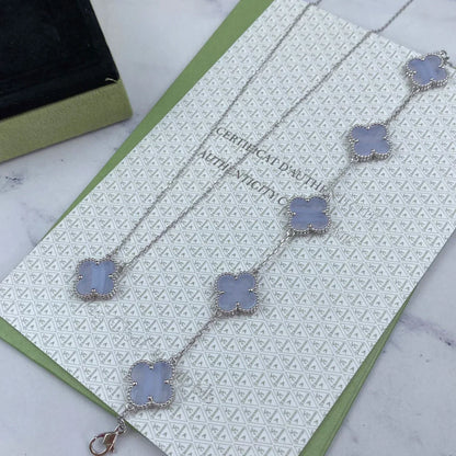 [⭐JeweliWhal] COLLECTION BRACELETS TRÈFLE 5 MOTIFS CHALCEDOINE VIOLETTE