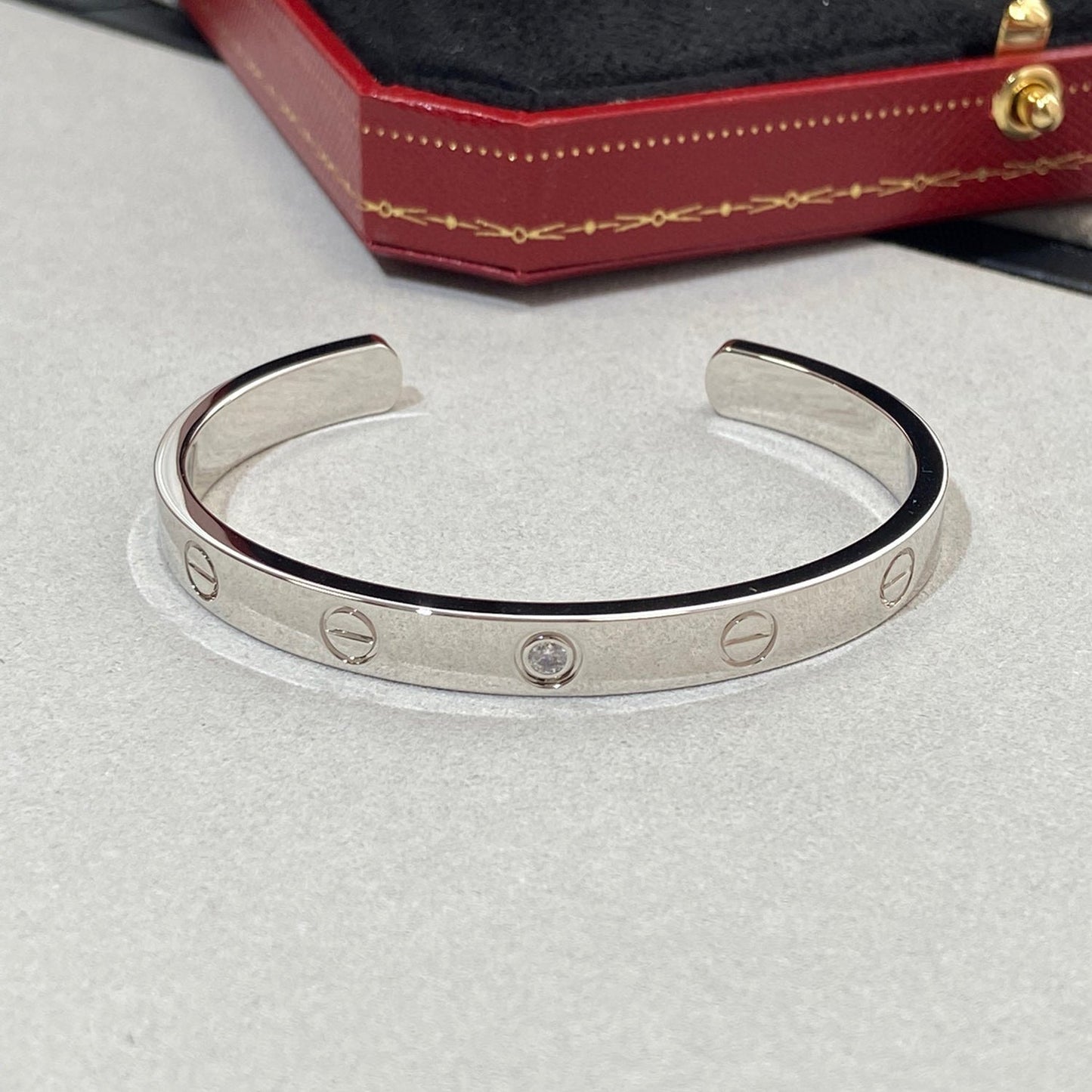 [⭐JeweliWhal]BRACELET D'AMOUR 6.1MM 1 DIAMANT OUVERT