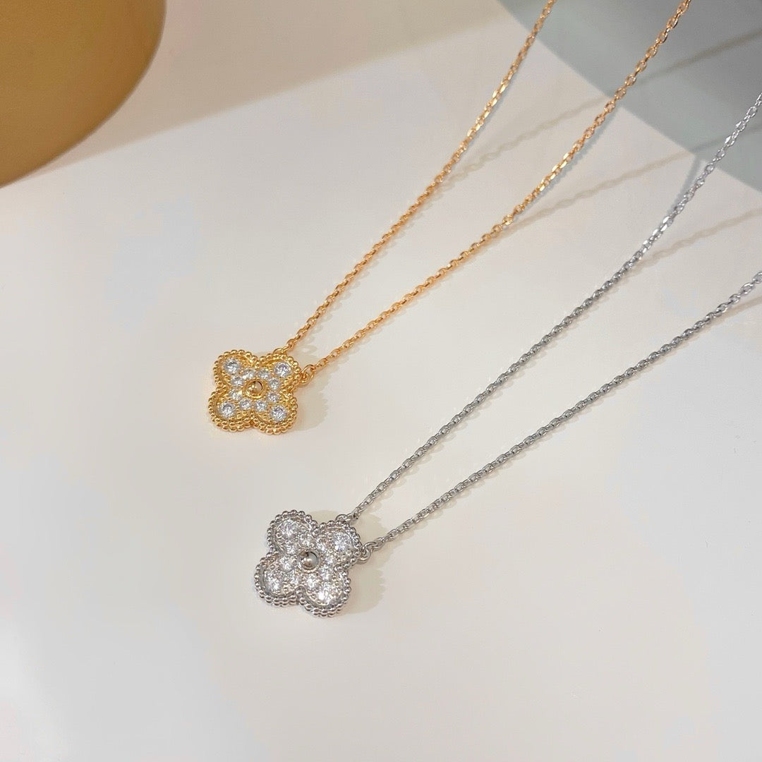 [⭐JeweliWhal]COLLIER FLEUR UNIQUE DIAMANT TRÈFLE 15 MM