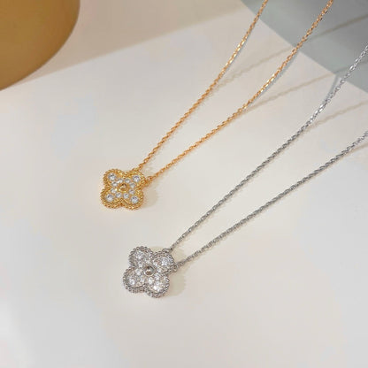 [⭐JeweliWhal]COLLIER FLEUR UNIQUE DIAMANT TRÈFLE 15 MM