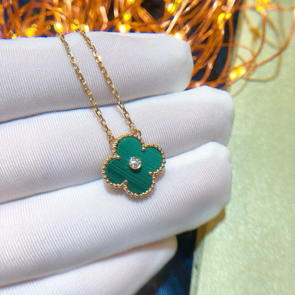 [⭐JeweliWhal]COLLIER TRÈFLE 15MM DIAMANT TURQUOISE