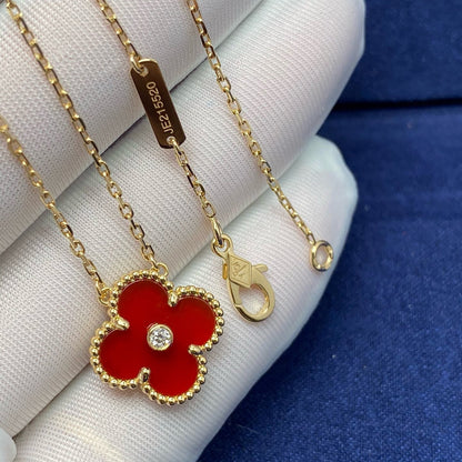 [⭐JeweliWhal]COLLIER TRÈFLE 15 MM DIAMANT CORNALINE