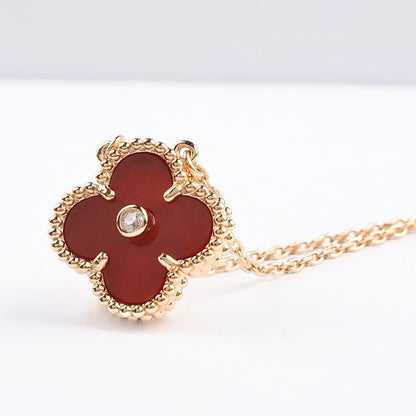 [⭐JeweliWhal]COLLIER TRÈFLE 15 MM DIAMANT CORNALINE