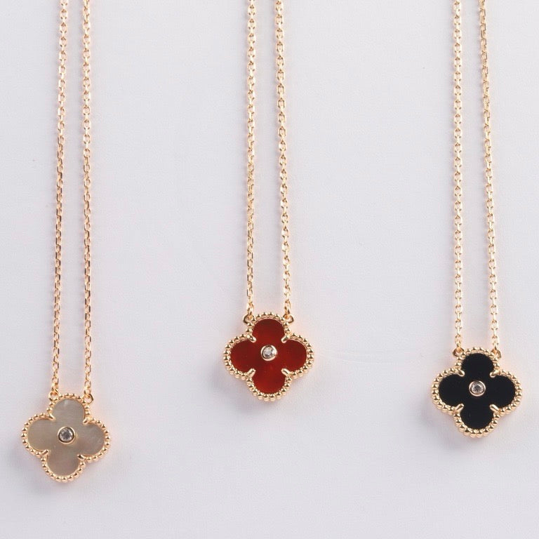 [⭐JeweliWhal]COLLIER TRÈFLE 15 MM DIAMANT CORNALINE