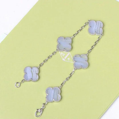 [⭐JeweliWhal] COLLECTION BRACELETS TRÈFLE 5 MOTIFS CHALCEDOINE VIOLETTE
