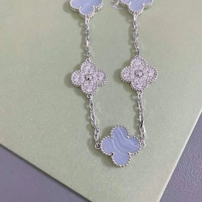 [⭐JeweliWhal] COLLECTION BRACELETS TRÈFLE 5 MOTIFS CHALCEDOINE VIOLETTE