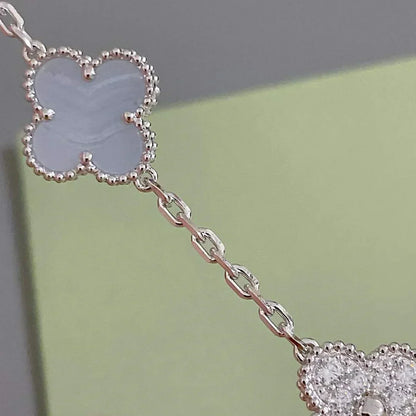 [⭐JeweliWhal] COLLECTION BRACELETS TRÈFLE 5 MOTIFS CHALCEDOINE VIOLETTE