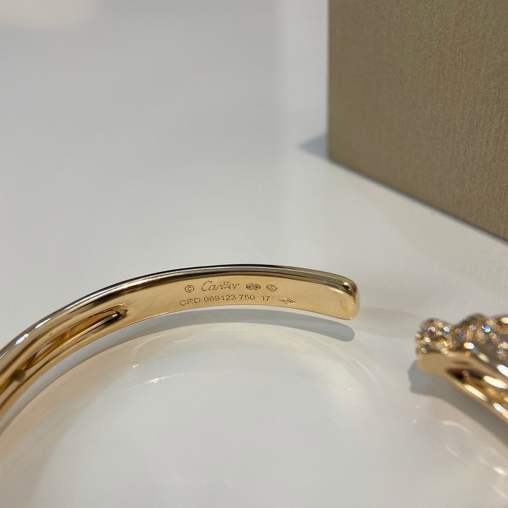 [⭐JeweliWhal]PANTHERE HALF DIAMOND OPEN BRACELET