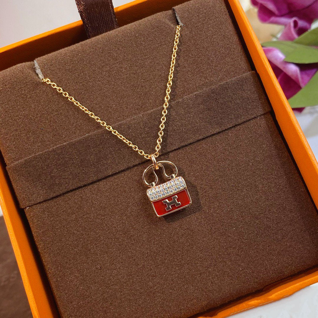 [⭐JeweliWhal]COLLIER CONSTANCE PENDENTIF ROUGE OR ROSE