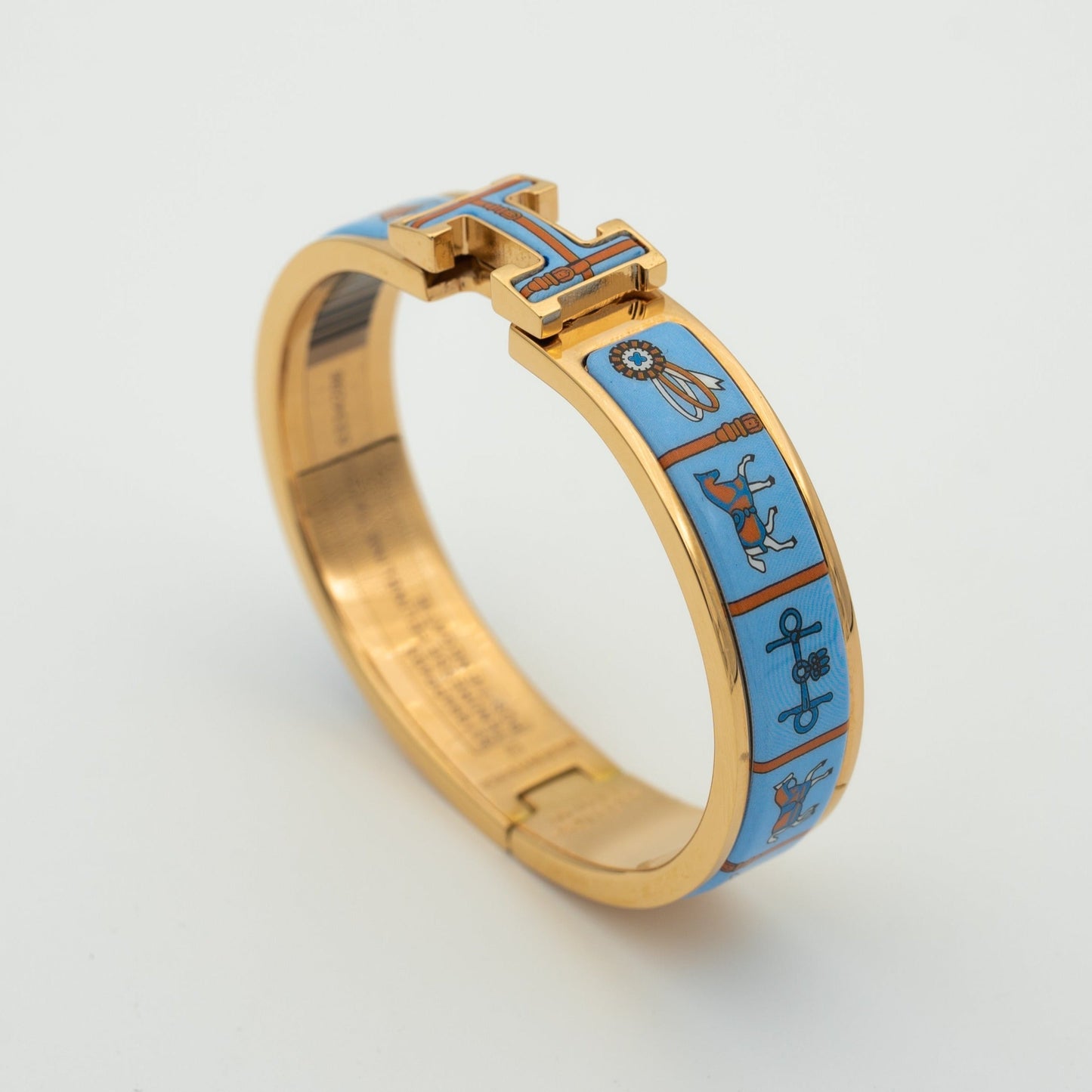 [⭐JeweliWhal]BRACELET H OR ROSE CÉRAMIQUE BLEUE