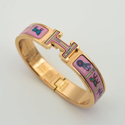 [⭐JeweliWhal]H BRACELET OR ROSE CÉRAMIQUE ROSE