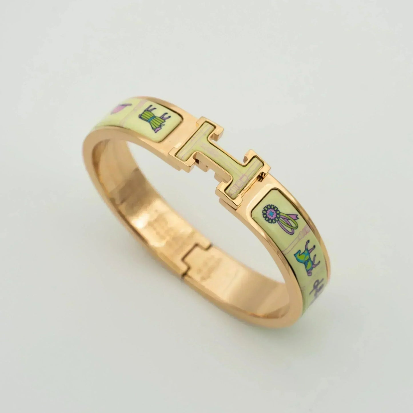 [⭐JeweliWhal]H BRACELET EN OR ROSE CRÈME CÉRAMIQUE