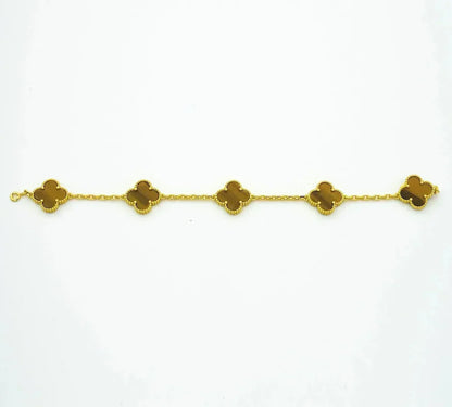 [⭐JeweliWhal] مجموعة سوار CLOVER 5 MOTIFS TIGER EYE