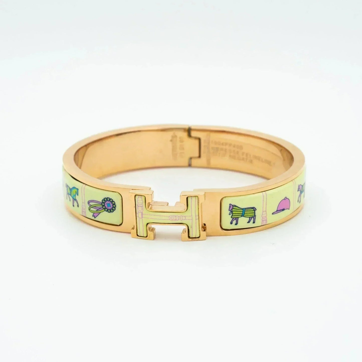 [⭐JeweliWhal]H BRACELET EN OR ROSE CRÈME CÉRAMIQUE