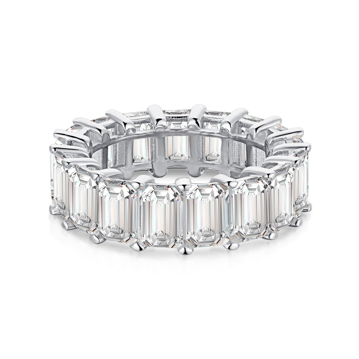 [Tonmkive Jewelry]Bague tennis élégante taille émeraude 0,75 carat