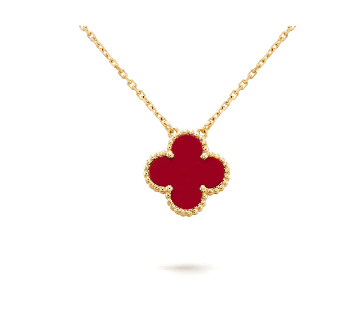 [⭐JeweliWhal]COLLIER FLEUR UNIQUE 15MM CORNALINE TRÈFLE