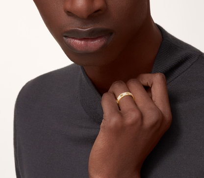 [⭐JeweliWhal]ANNEAU LOVE Bague entièrement sertie de diamants de 4 mm de large OR