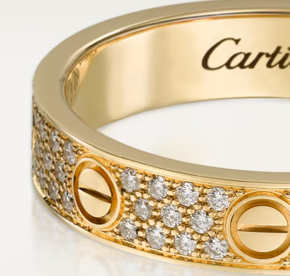 [⭐JeweliWhal]ANNEAU LOVE Bague entièrement sertie de diamants de 4 mm de large OR
