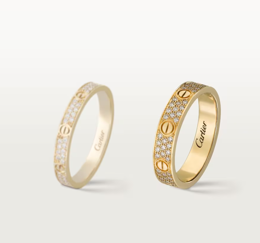 [⭐JeweliWhal]ANNEAU LOVE Bague entièrement sertie de diamants de 4 mm de large OR