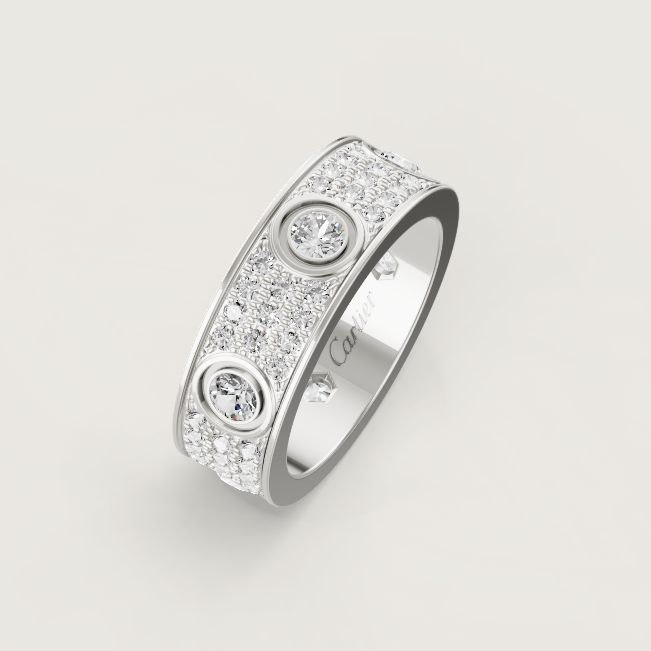 [⭐JeweliWhal]BAGUE LOVE 6.5MM Diamants entiers, 6 grands diamants Argent