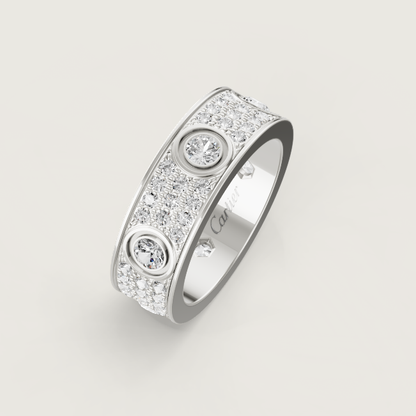 [⭐JeweliWhal]BAGUE LOVE 6.5MM Diamants entiers, 6 grands diamants Argent