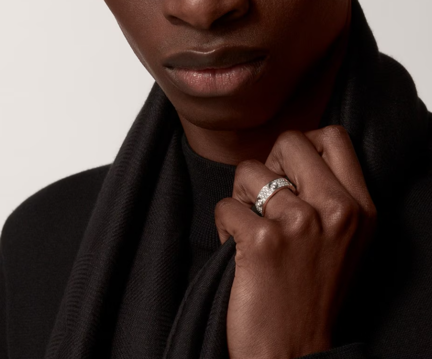 [⭐JeweliWhal]BAGUE LOVE 6.5MM Diamants entiers, 6 grands diamants Argent