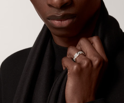 [⭐JeweliWhal]BAGUE LOVE 6.5MM Diamants entiers, 6 grands diamants Argent