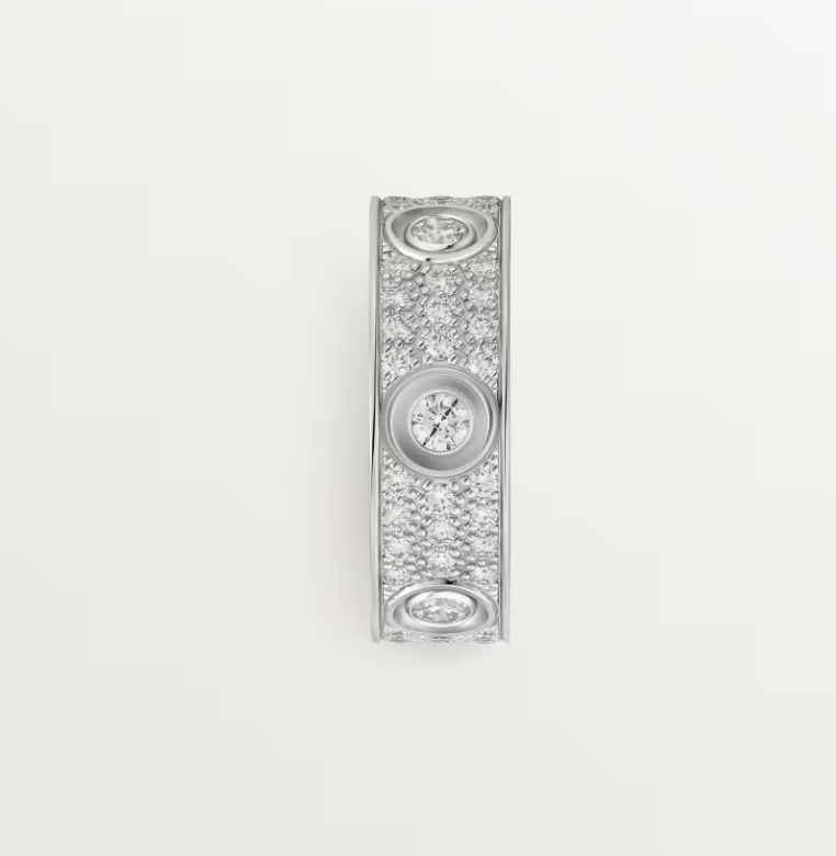 [⭐JeweliWhal]BAGUE LOVE 6.5MM Diamants entiers, 6 grands diamants Argent