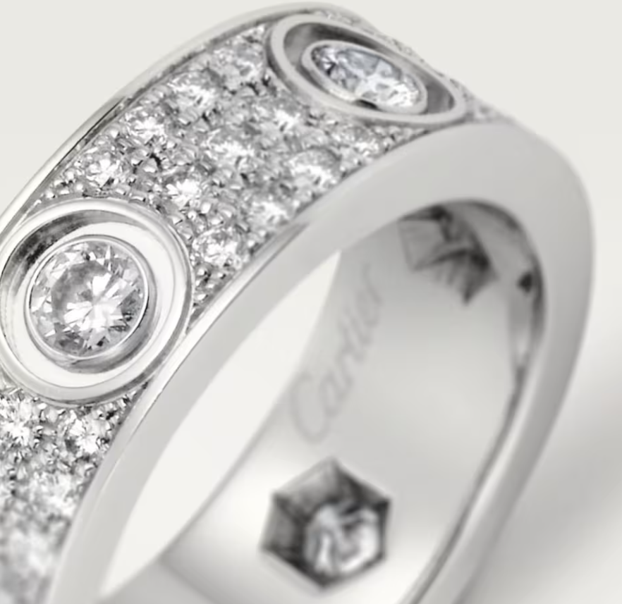 [⭐JeweliWhal]BAGUE LOVE 6.5MM Diamants entiers, 6 grands diamants Argent
