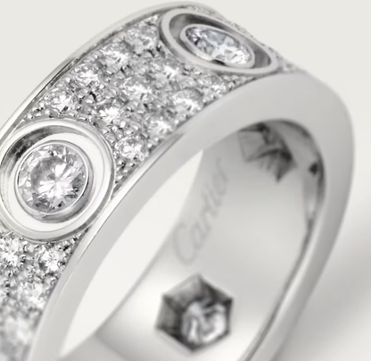 [⭐JeweliWhal]BAGUE LOVE 6.5MM Diamants entiers, 6 grands diamants Argent