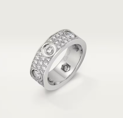 [⭐JeweliWhal]BAGUE LOVE 6.5MM Diamants entiers, 6 grands diamants Argent