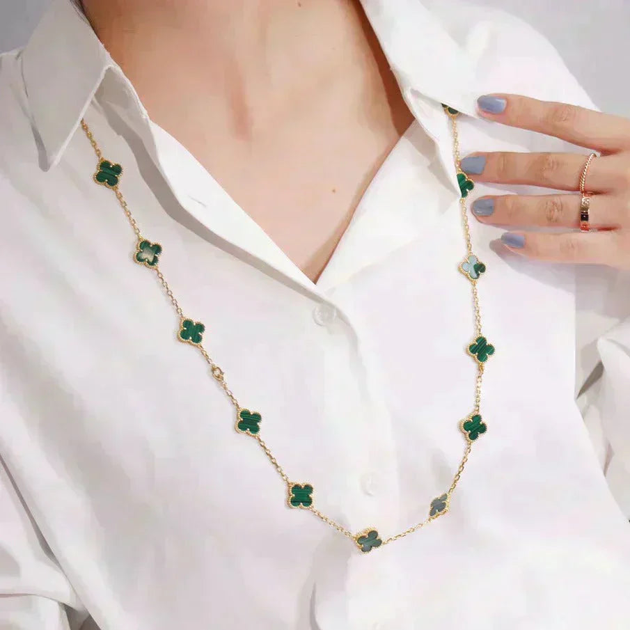 [⭐JeweliWhal]TRÈFLE 20 MOTIFS MALACHITE DORÉ