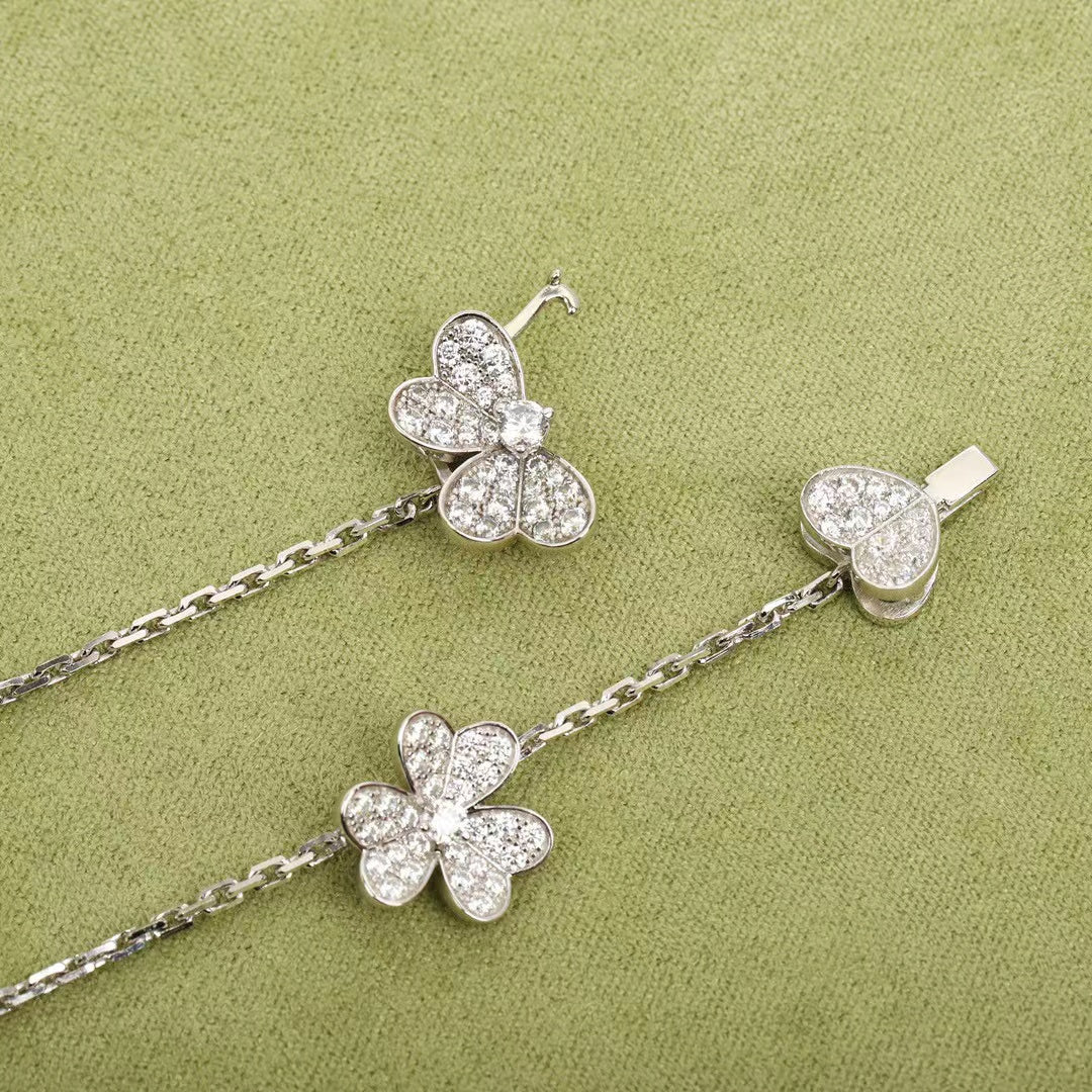 [⭐JeweliWhal]COLLIER 9 FLEURS FRIVOLE ARGENT