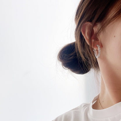 [JeweliWhal]SILVER DIAMOND HOOP EARRINGS