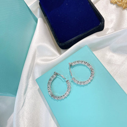 [JeweliWhal]SILVER DIAMOND HOOP EARRINGS