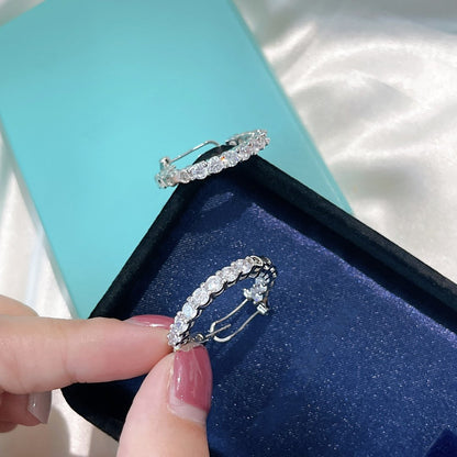 [JeweliWhal]SILVER DIAMOND HOOP EARRINGS