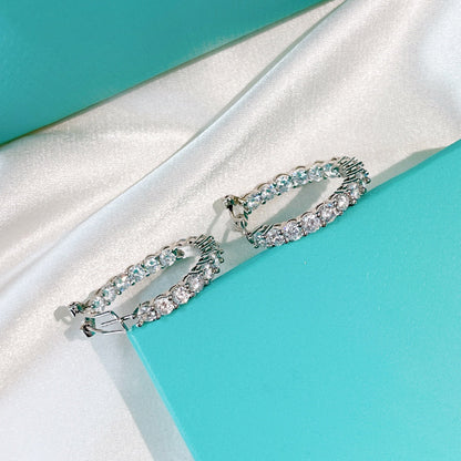 [JeweliWhal]SILVER DIAMOND HOOP EARRINGS