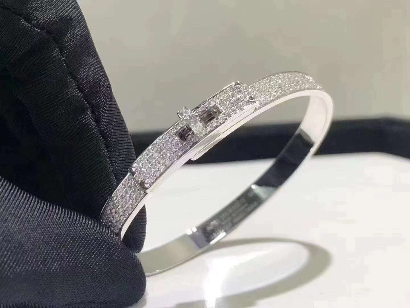 [⭐JeweliWhal]BRACELET HM KELLY EN ARGENT ET DIAMANTS ENTIÈREMENT PAVÉS