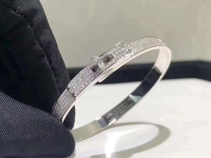 [⭐JeweliWhal]BRACELET HM KELLY EN ARGENT ET DIAMANTS ENTIÈREMENT PAVÉS