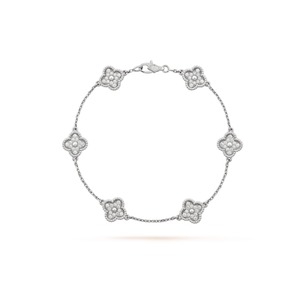 [⭐JeweliWhal]BRACELET CLOVER 6 MOTIFS ARGENT ET DIAMANTS