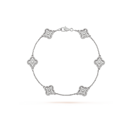 [⭐JeweliWhal]BRACELET CLOVER 6 MOTIFS ARGENT ET DIAMANTS