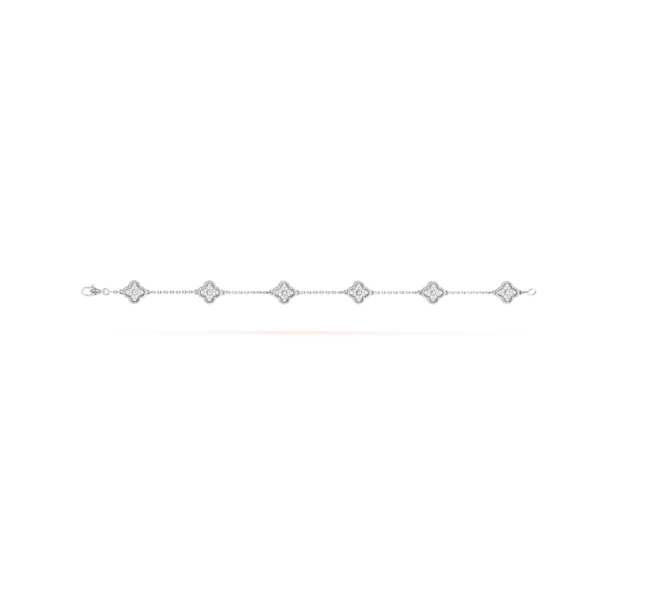 [⭐JeweliWhal]BRACELET CLOVER 6 MOTIFS ARGENT ET DIAMANTS