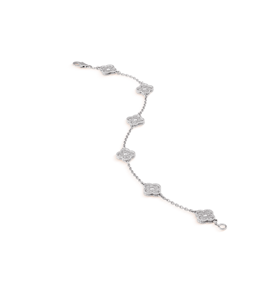 [⭐JeweliWhal]BRACELET CLOVER 6 MOTIFS ARGENT ET DIAMANTS