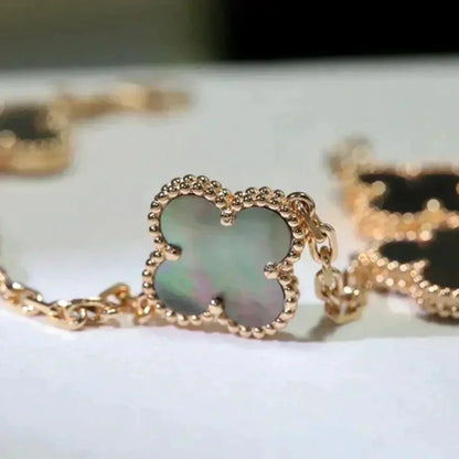 [⭐JeweliWhal] COLLECTION BRACELETS TRÈFLE 5 MOTIFS EN NACRE GRISE