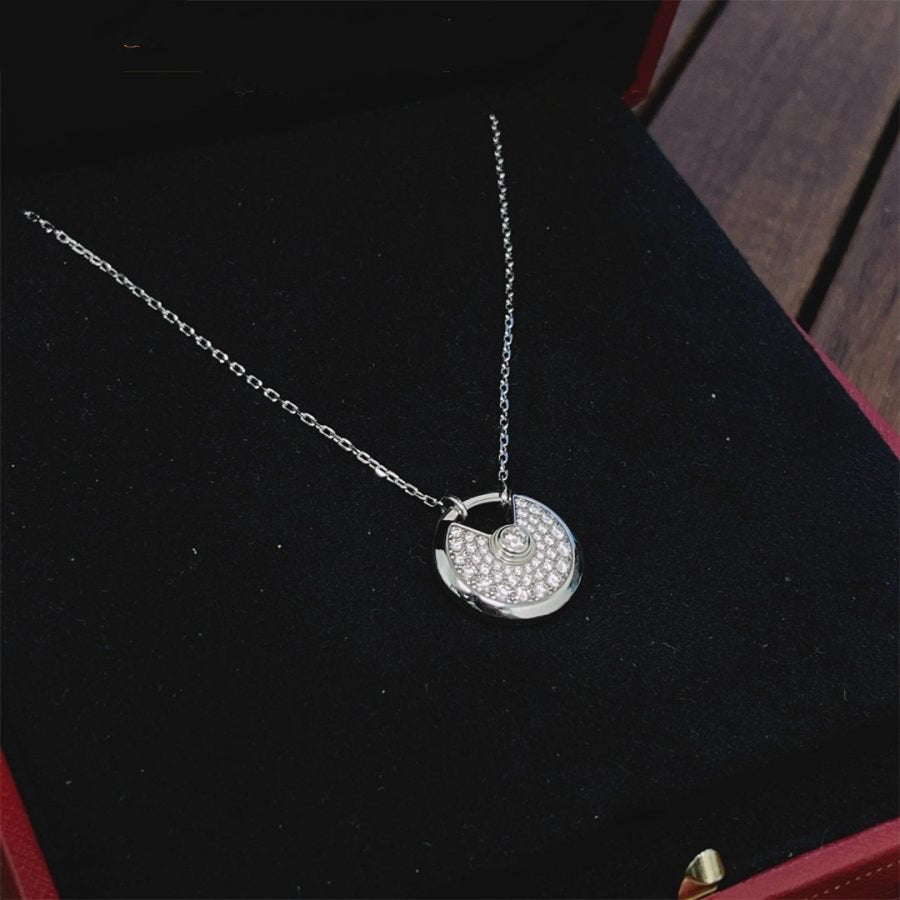[⭐JeweliWhal]COLLIER AMULETTE ARGENT TOUT DIAMANT