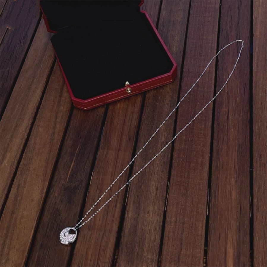 [⭐JeweliWhal]COLLIER AMULETTE ARGENT TOUT DIAMANT