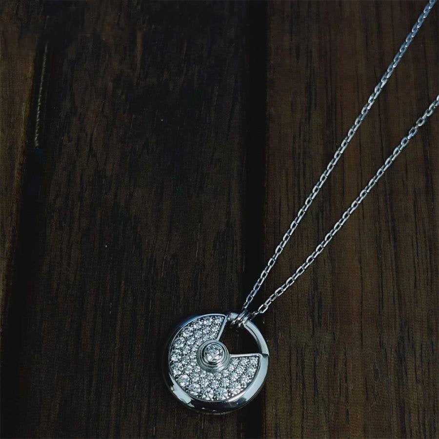 [⭐JeweliWhal]COLLIER AMULETTE ARGENT TOUT DIAMANT